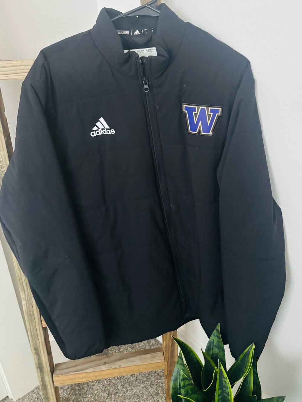 adidas Black Jacket with Purple and White W Patch